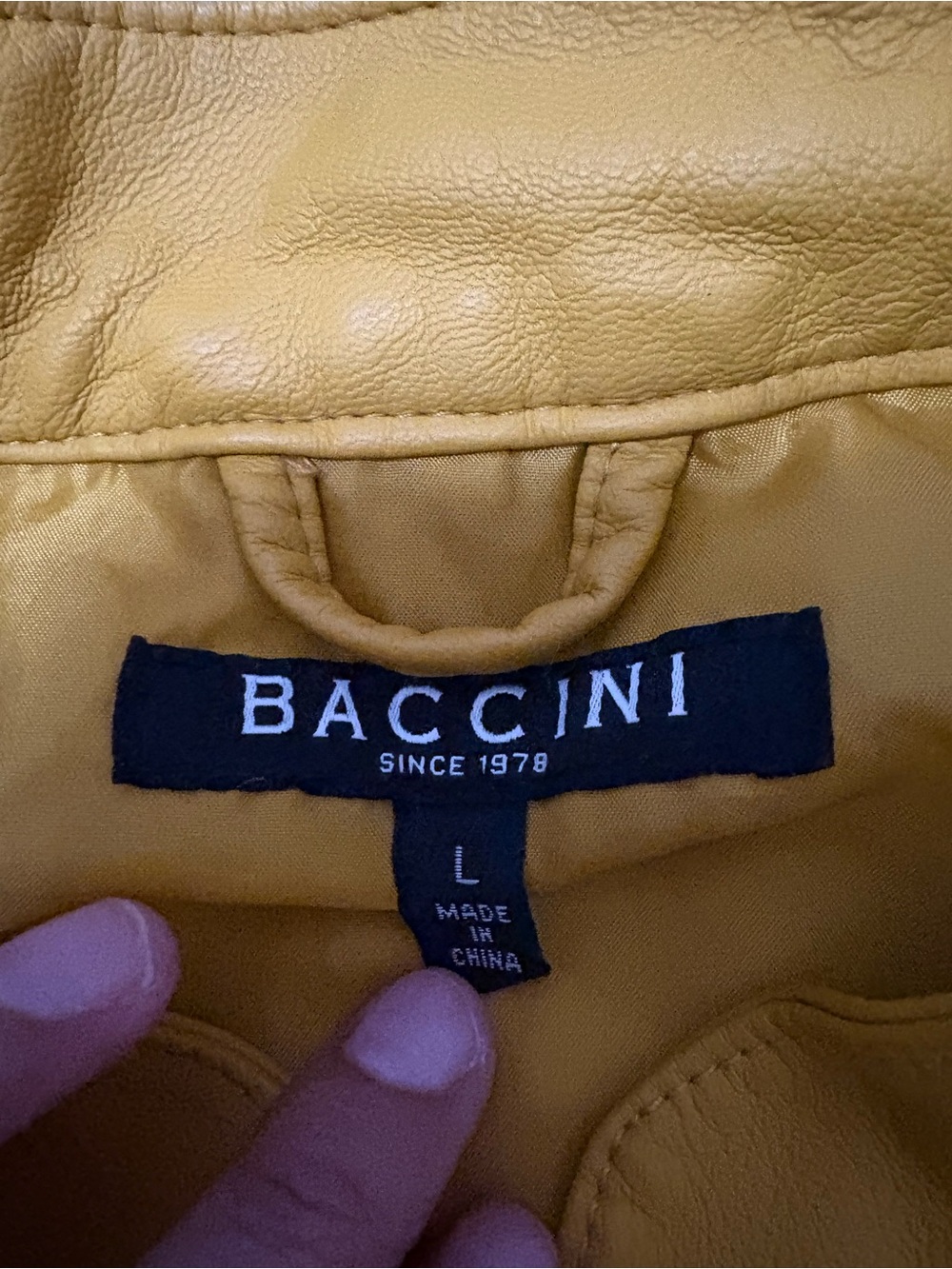 Baccini Mustard Yellow Leather Peplum Jacket - Picture 4 of 4